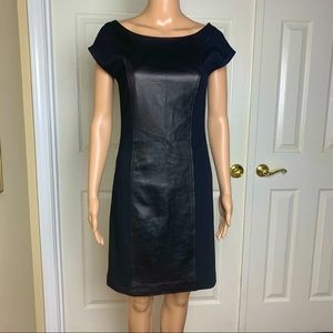 Aqua Lamb Leather Panel Cap Sleeve Mini Dress Sz 8